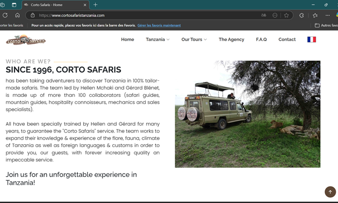 Screenshot of home page