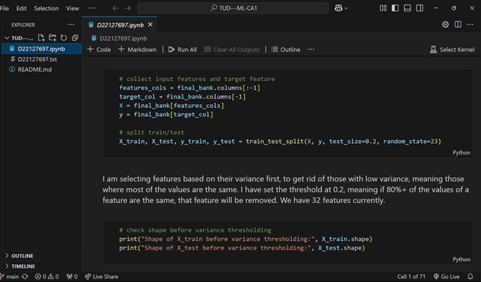 Screenshot of main code